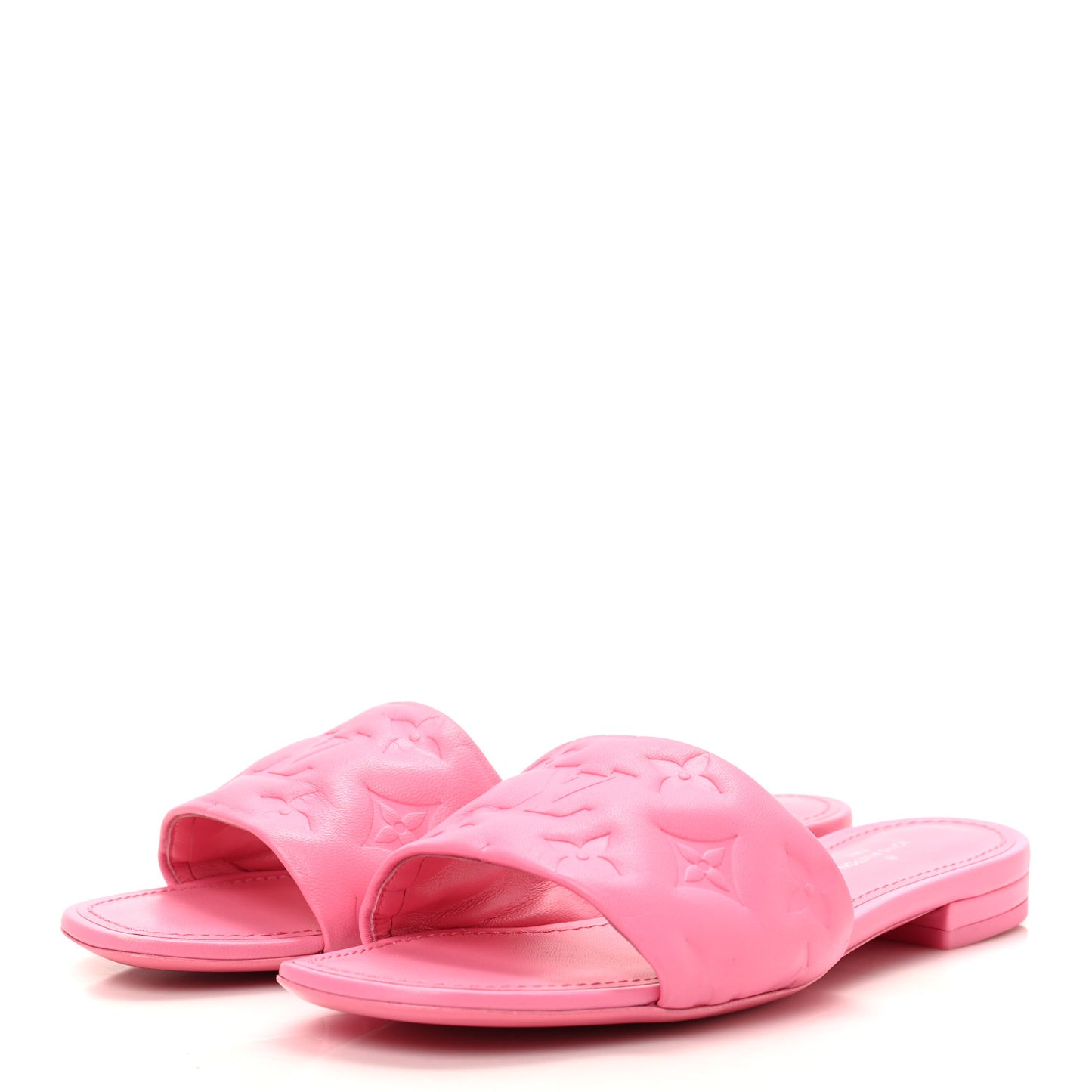 Lambskin Embossed Monogram Revival Flat Mules 36 Rose Pop