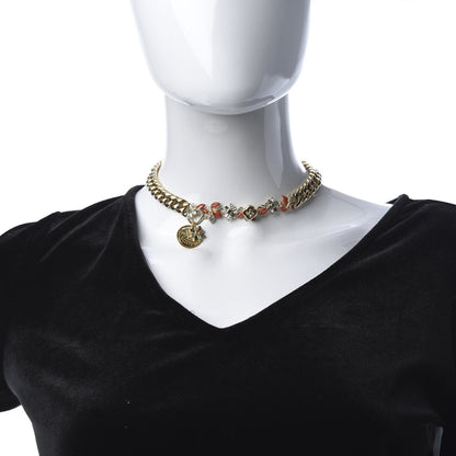 Louis Vuitton Metal Enamel Crystal Miss Windsor Chain Necklace Gold 2 of 5