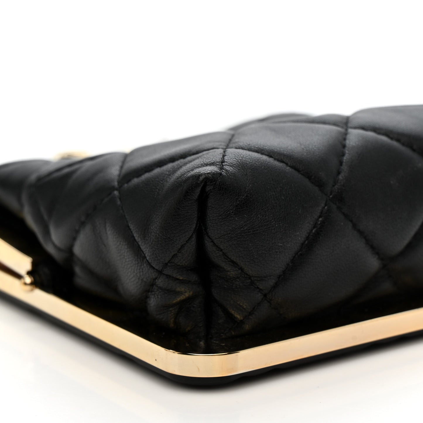 Lambskin Plexi Quilted CC Evening Clutch With Chain Black