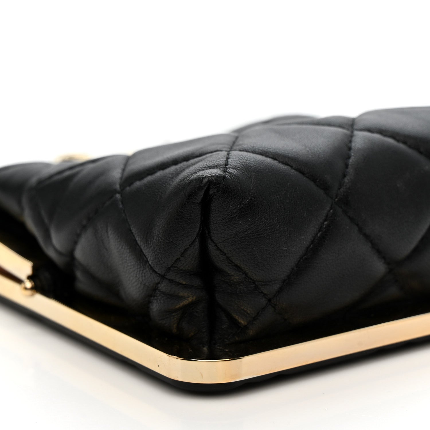 Chanel Lambskin Plexi Quilted CC Evening Clutch With Chain Black 9 of 12