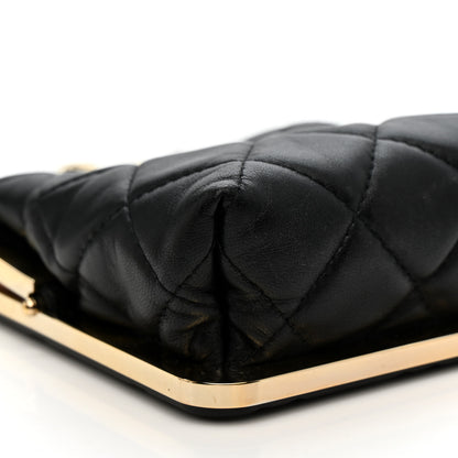 Chanel Lambskin Plexi Quilted CC Evening Clutch With Chain Black 9 of 12