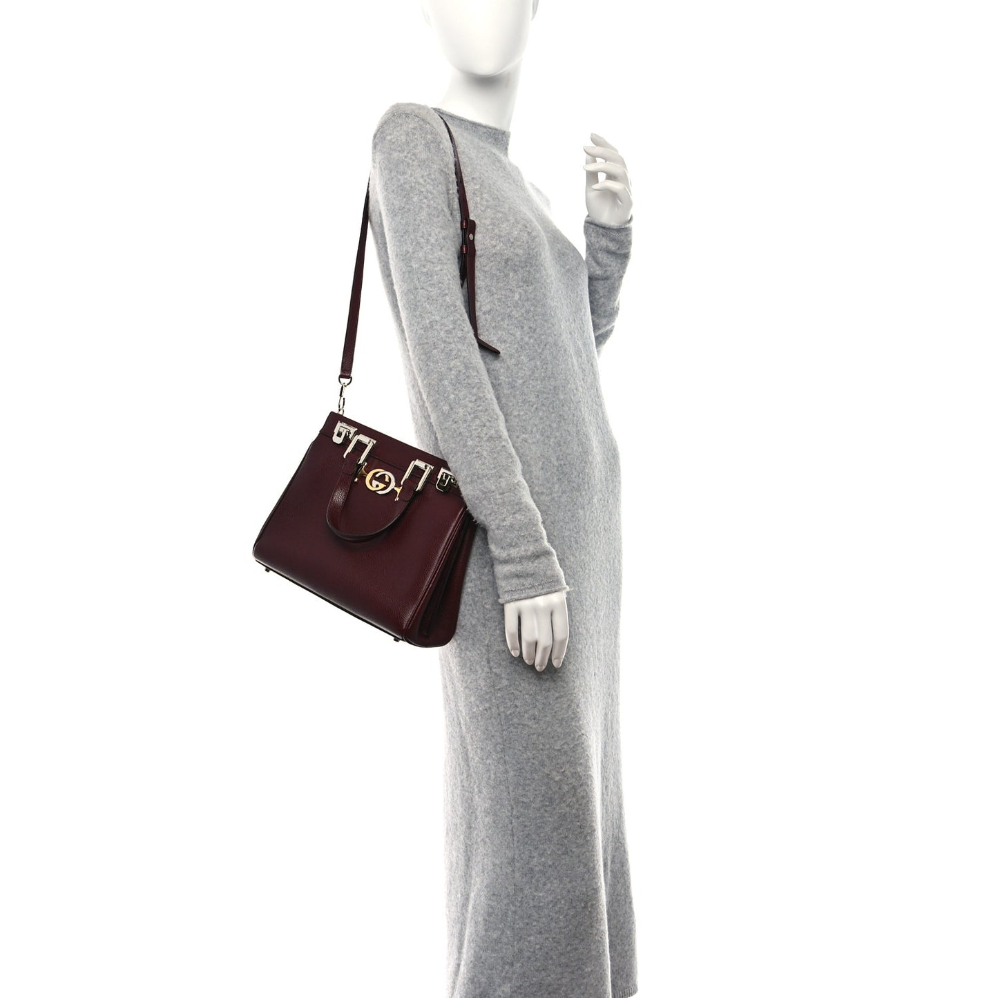 Grainy Calfskin Small Zumi Top Handle Bag Vintage Bordeaux