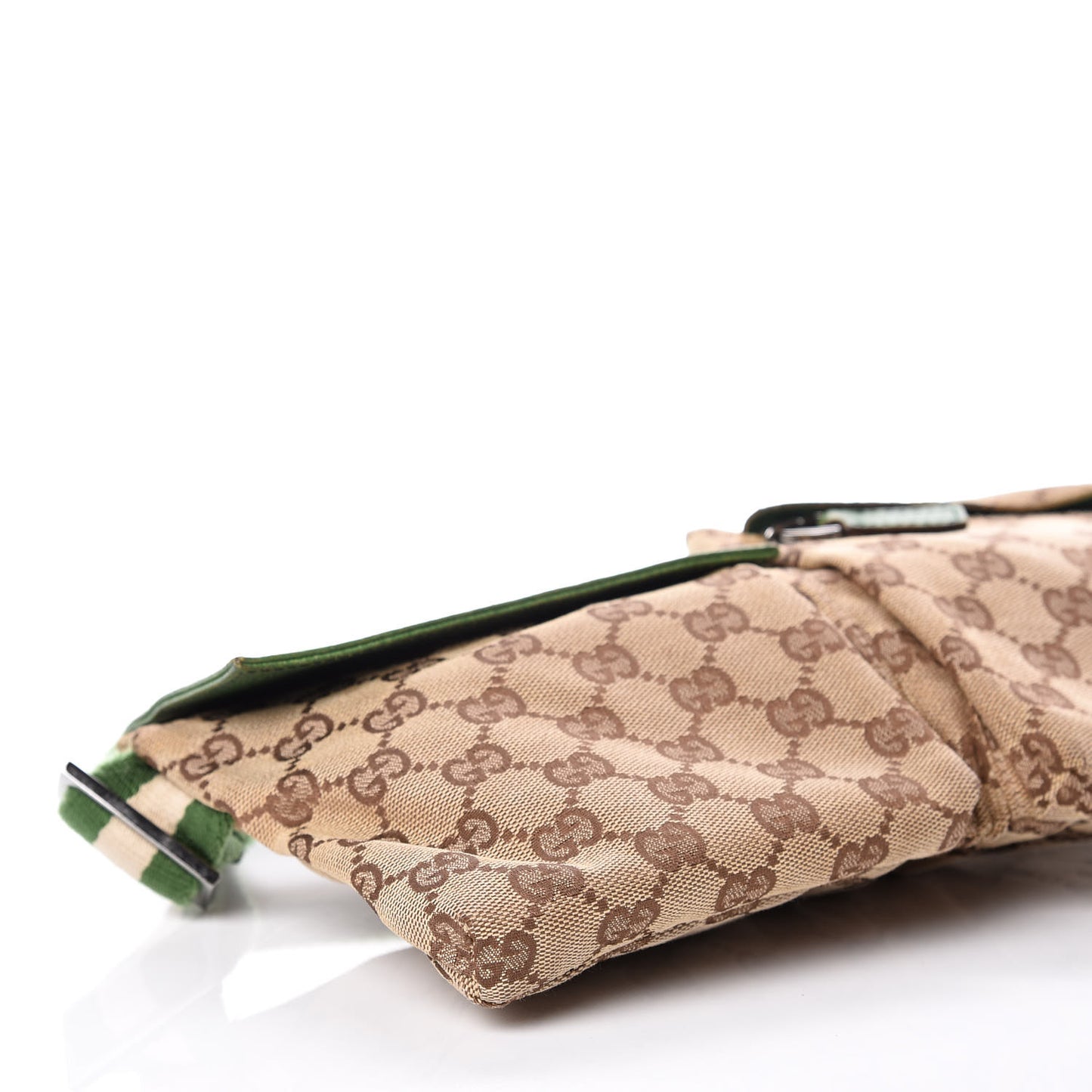 GG Monogram Web Double Pocket Belt Bag Green