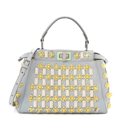 Fendi Nappa Crystal Mini Peekaboo Iconic Satchel Light Blue 1 of 11