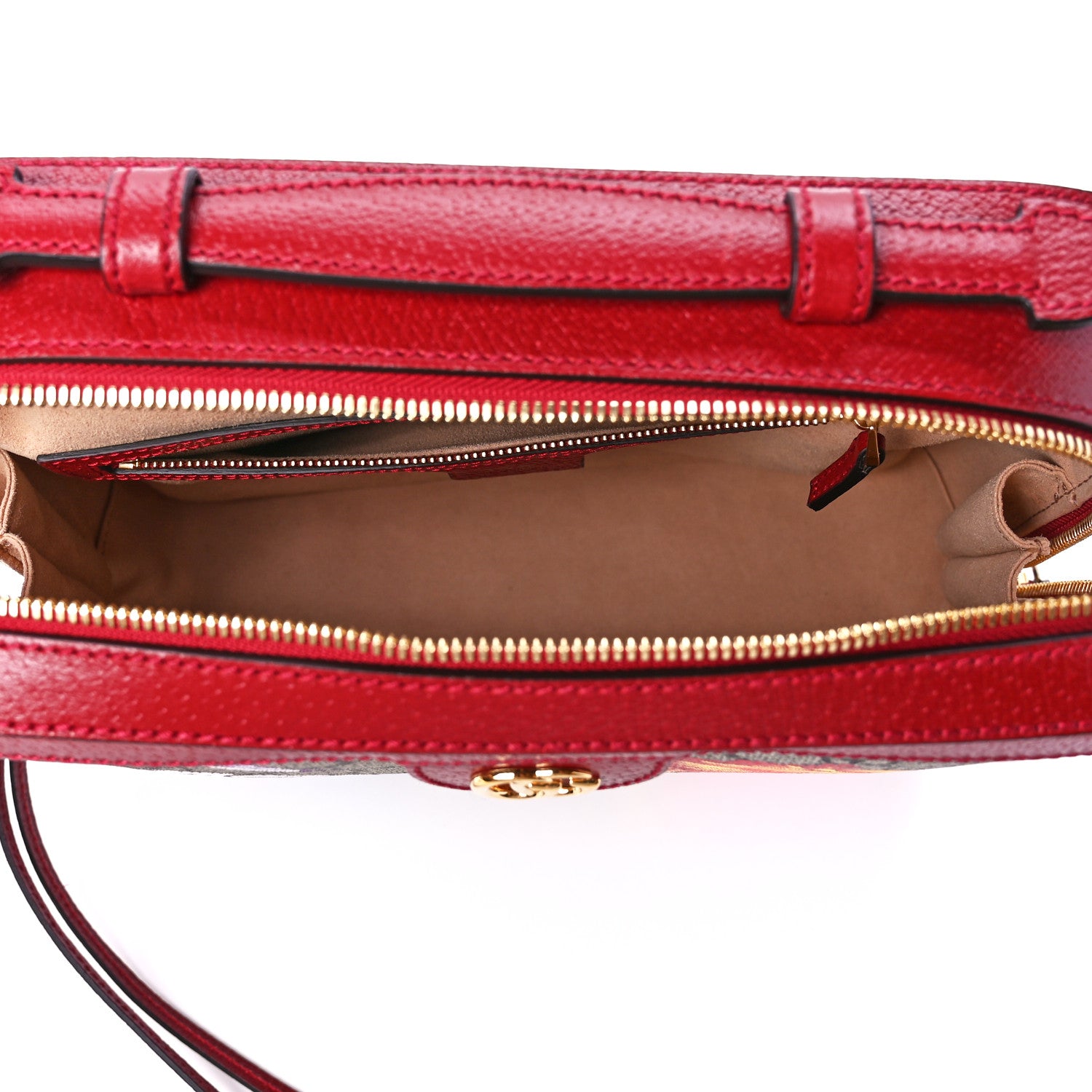Gucci GG Supreme Monogram Flora Web Small Ophidia Top Handle Shoulder Bag Hibiscus Red 5 of 12