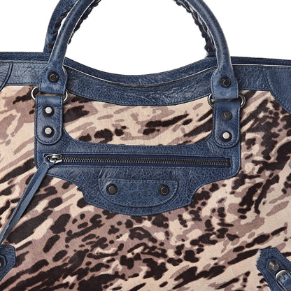 Balenciaga Agneau Pony Hair Leopard Print City Bleu Roi 7 of 9