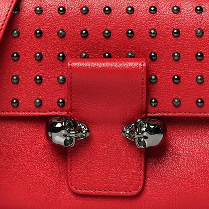 Alexander McQueen Calfskin Studded Small Twin Skull Chain Crossbody Red 9 of 11