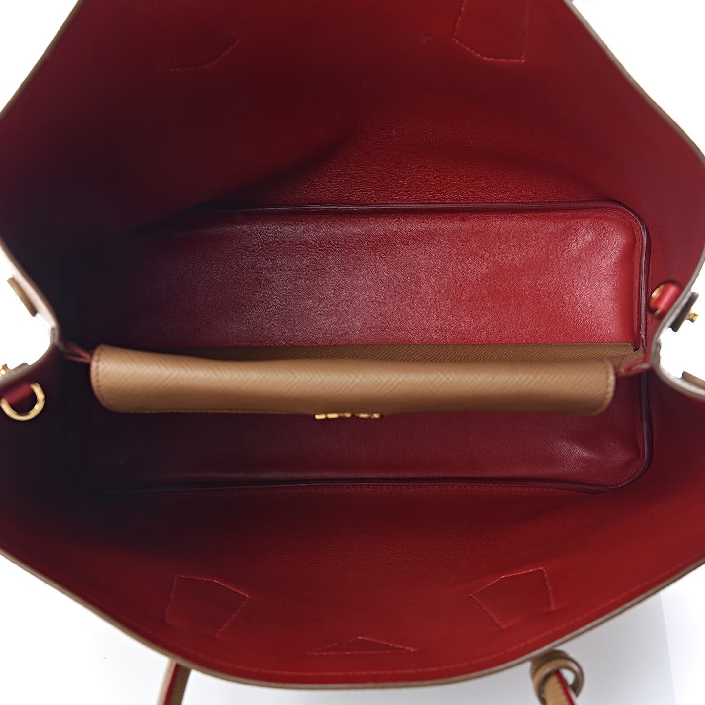 Saffiano Cuir Medium Double Bag Caramel