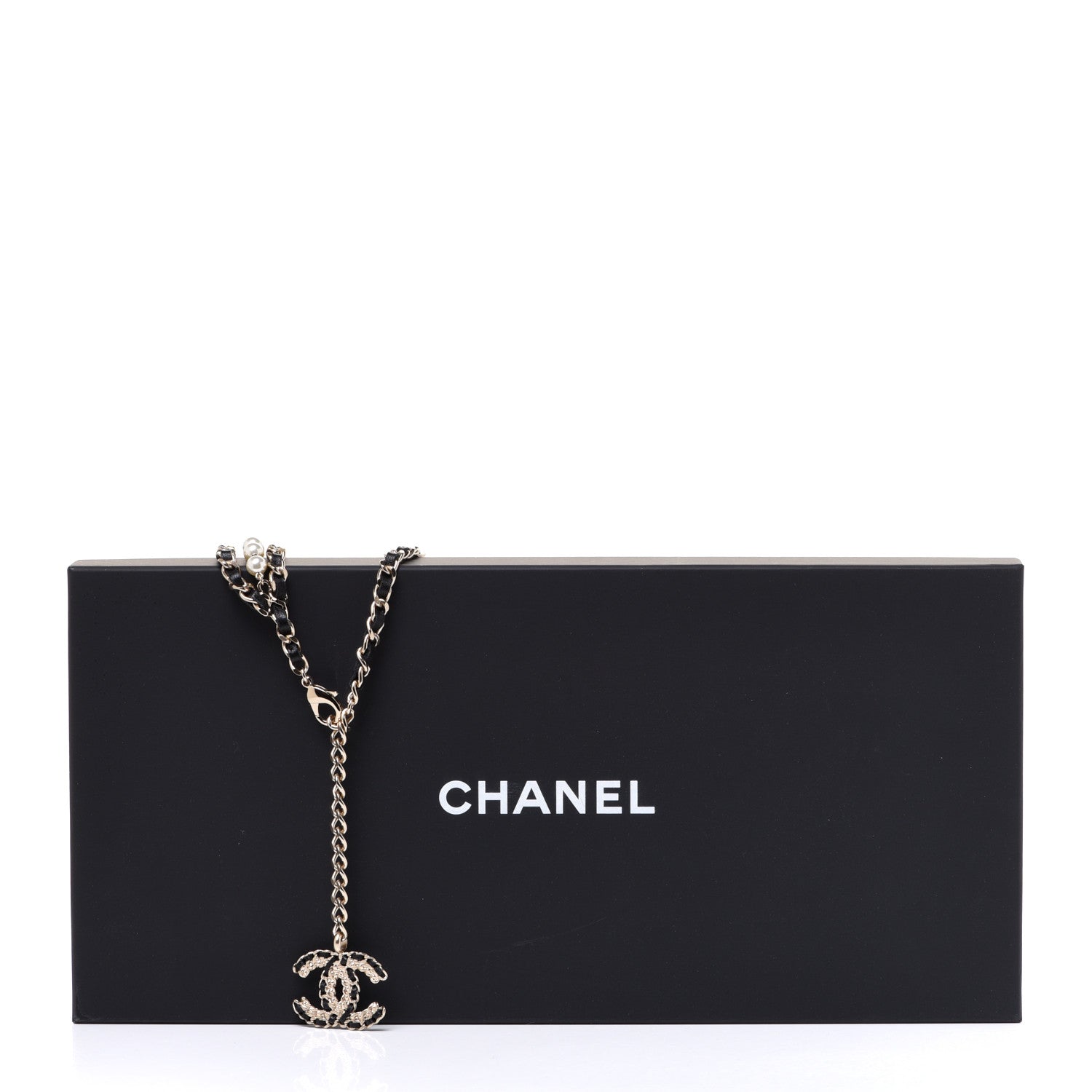 Chanel Lambskin Pearl Crystal Chain CC Fancy Belt 75 Black Gold 5 of 5