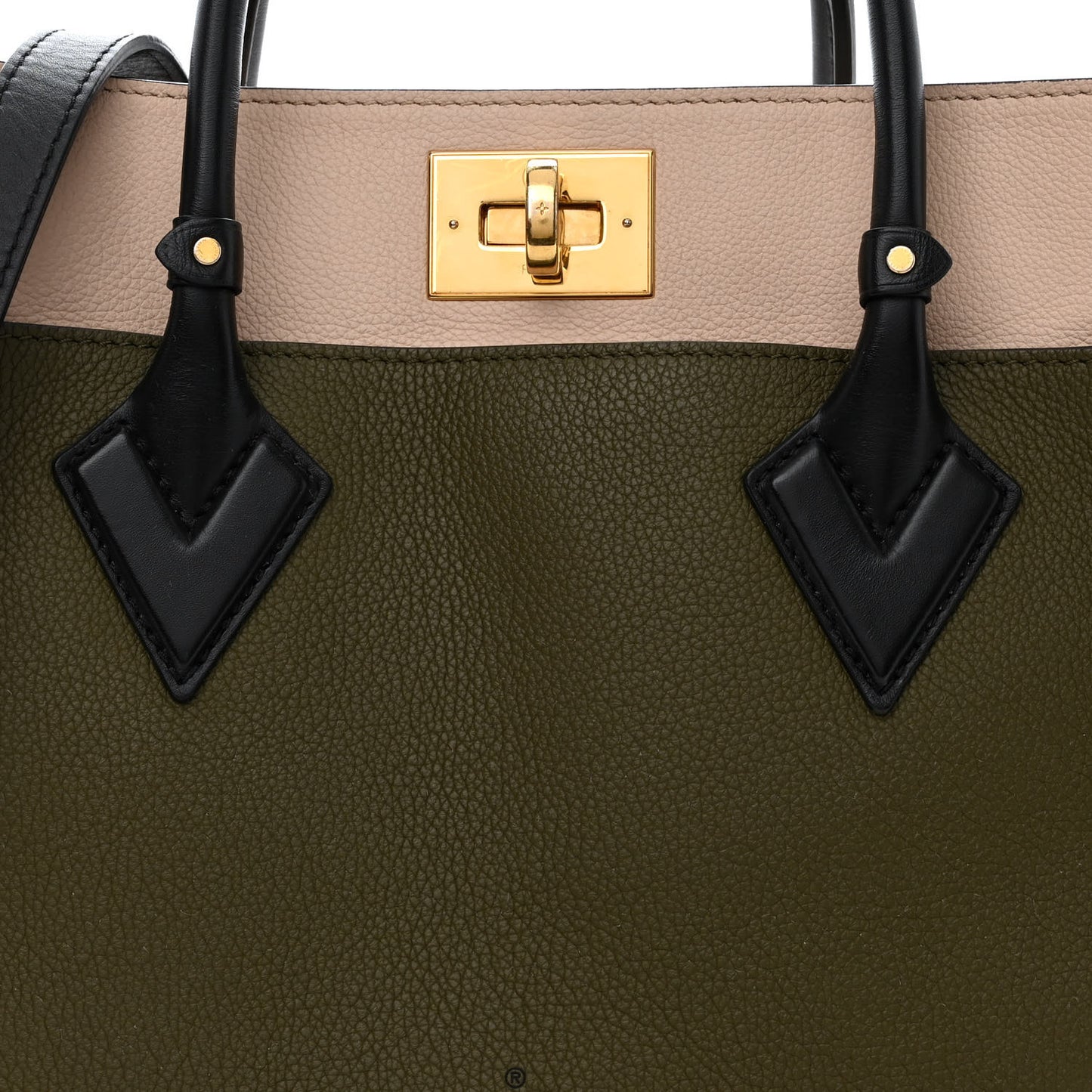 Calfskin Monogram On My Side MM Laurier Green Toffee Latte Beige