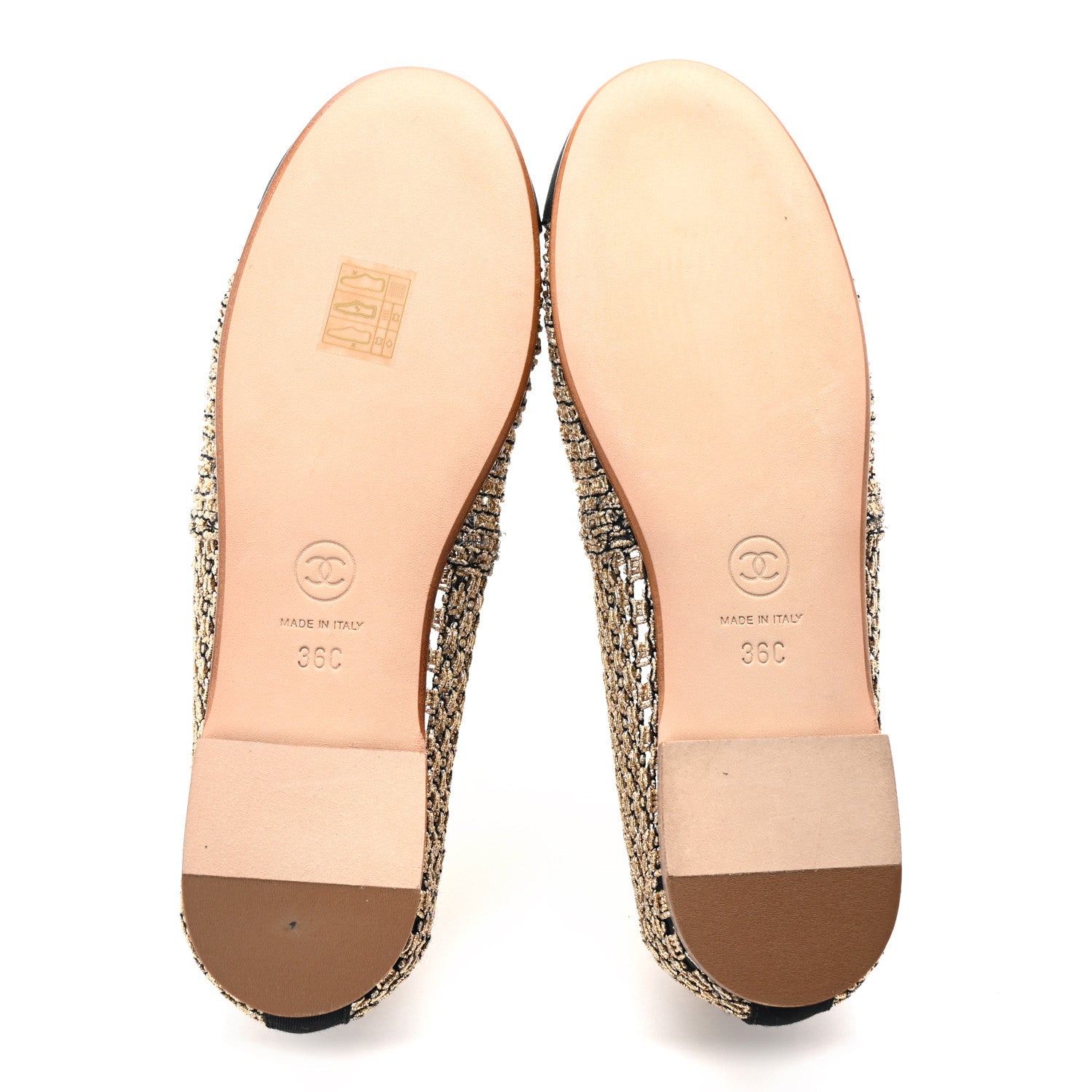 Chanel Knit Grosgrain Cap Toe CC Moccasin Loafers 36 Gold Black 6 of 9