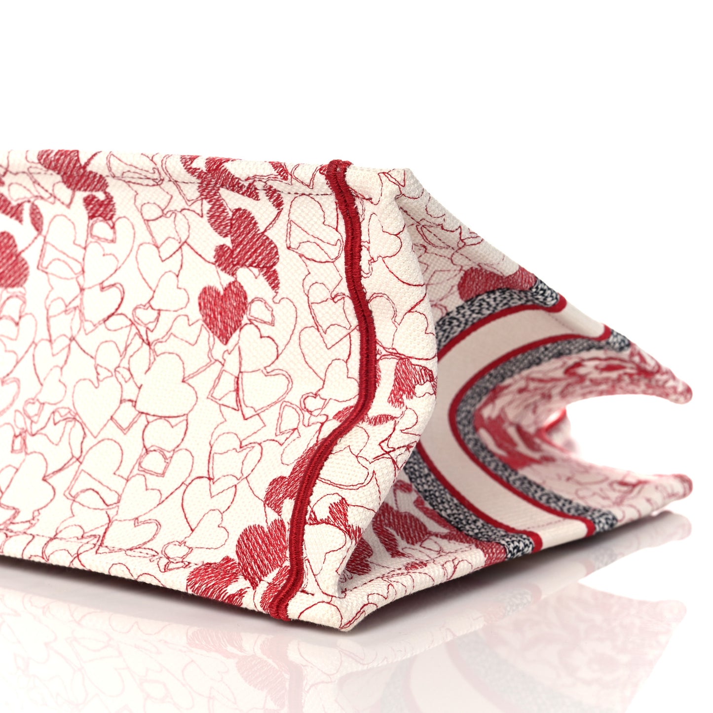 Canvas Embroidered Medium Dioramour D-Royaume Book Tote Red Multicolor