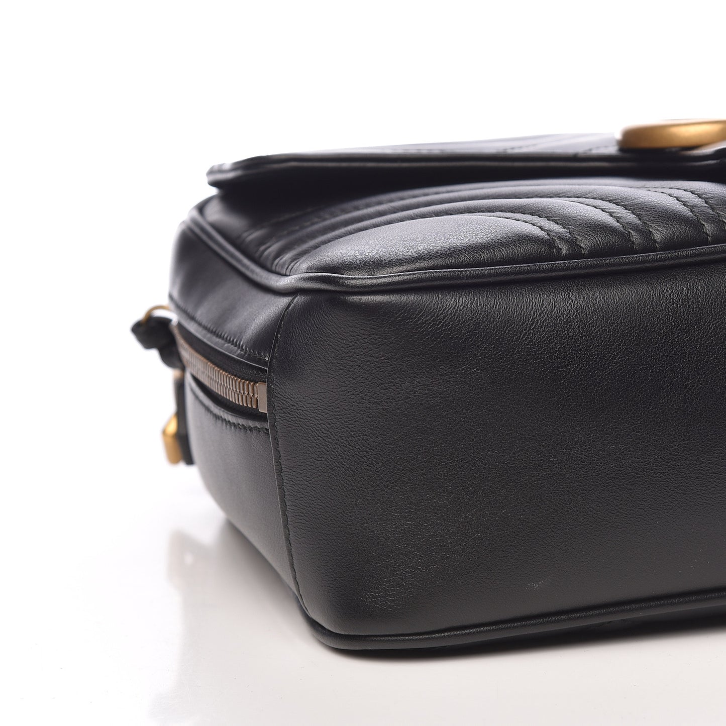 Calfskin Matelasse Sylvie Web Small GG Marmont Top Handle Shoulder Bag Black