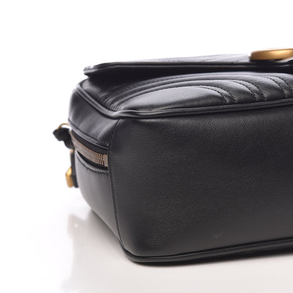Gucci Calfskin Matelasse Sylvie Web Small GG Marmont Top Handle Shoulder Bag Black 9 of 10