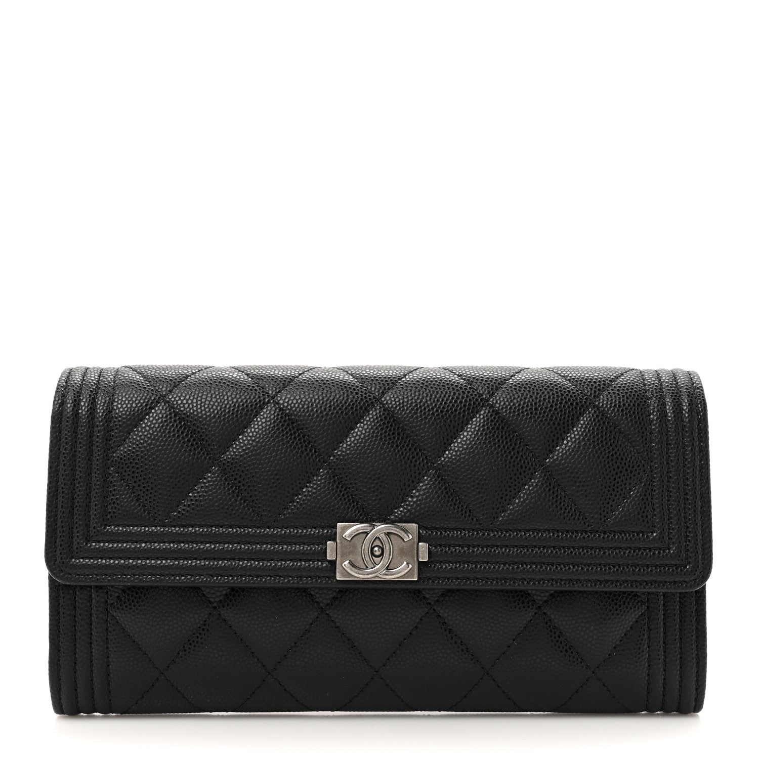 Chanel Caviar Quilted Long Boy Flap Wallet Black 1 of 10