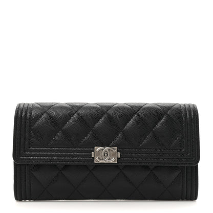 Chanel Caviar Quilted Long Boy Flap Wallet Black 1 of 10