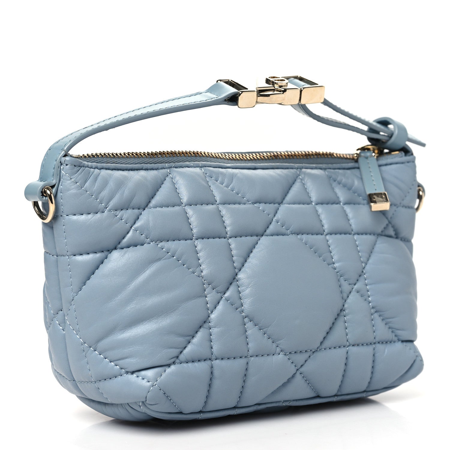 Christian Dior Calfskin Macrocannage Small Diortravel Nomad Pouch Bracing Blue 4 of 11