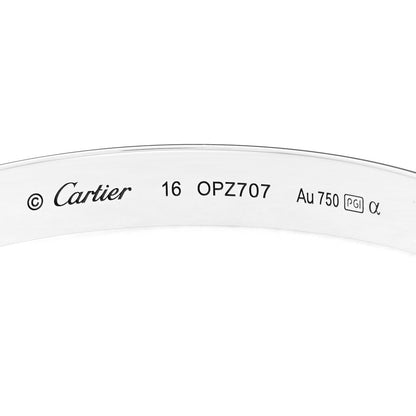 Cartier 18K White Gold Diamond LOVE Paved Bracelet 16 5 of 8
