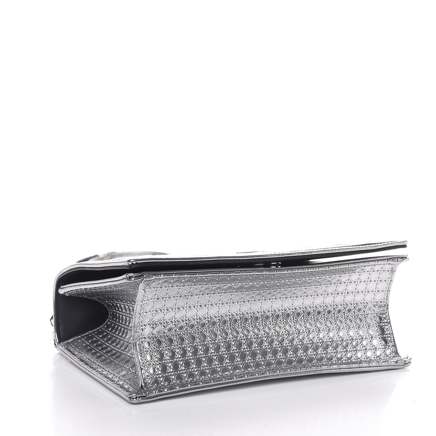 Christian Dior Metallic Patent Micro-Cannage Small Diorama Flap Bag Silver 4 of 8