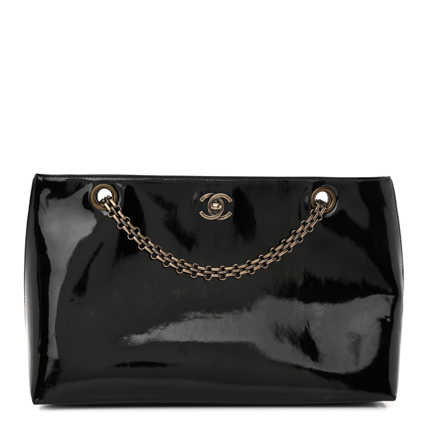 Patent Mademoiselle Tote Black