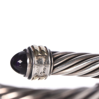 David Yurman Sterling Silver 14K Gold Amethyst 10mm Cable Classics Bracelet 4 of 5