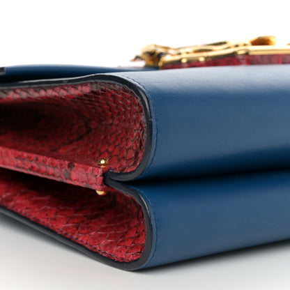 Dolce & Gabbana Calfskin Snakeskin Lucia Shoulder Bag Blue Red 8 of 15
