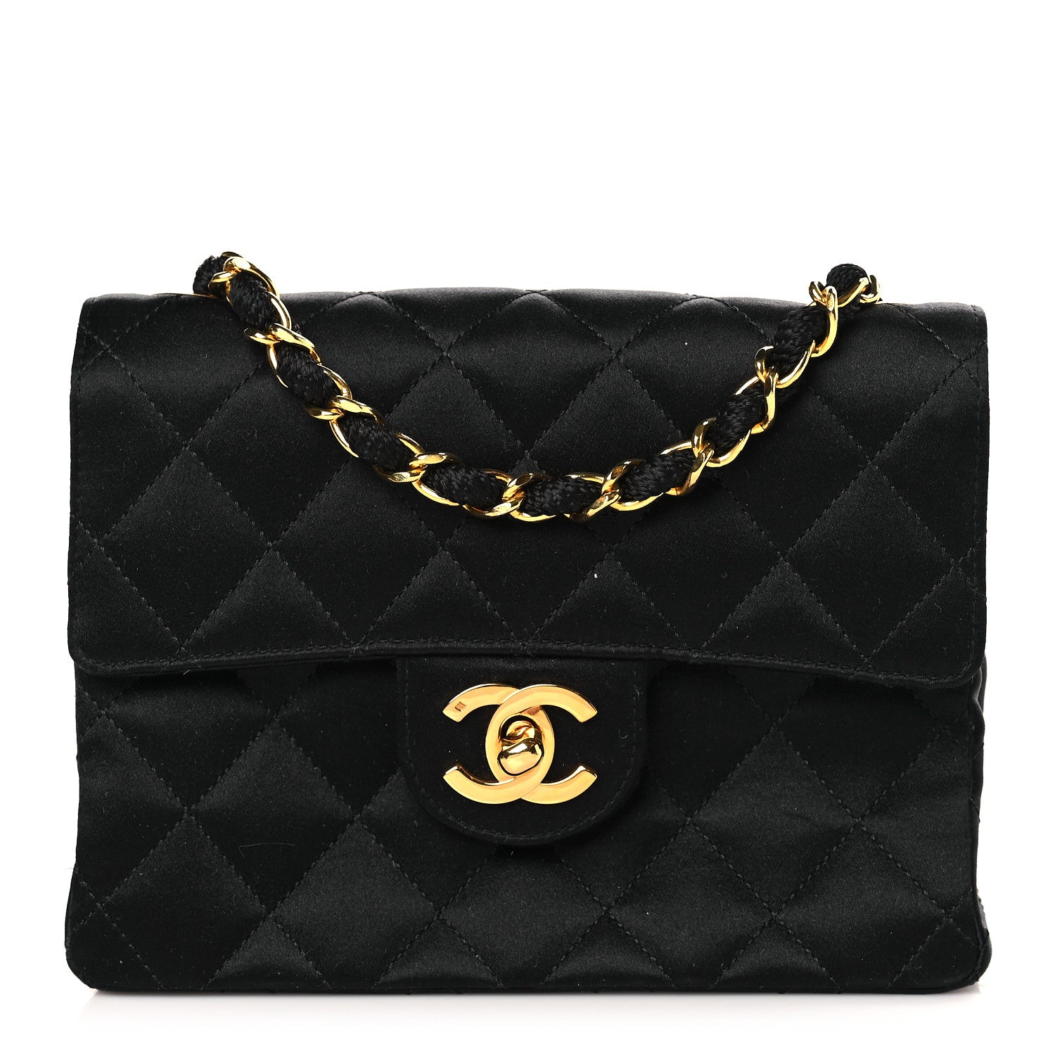 Chanel Satin Quilted Mini Square Flap Black 1 of 9