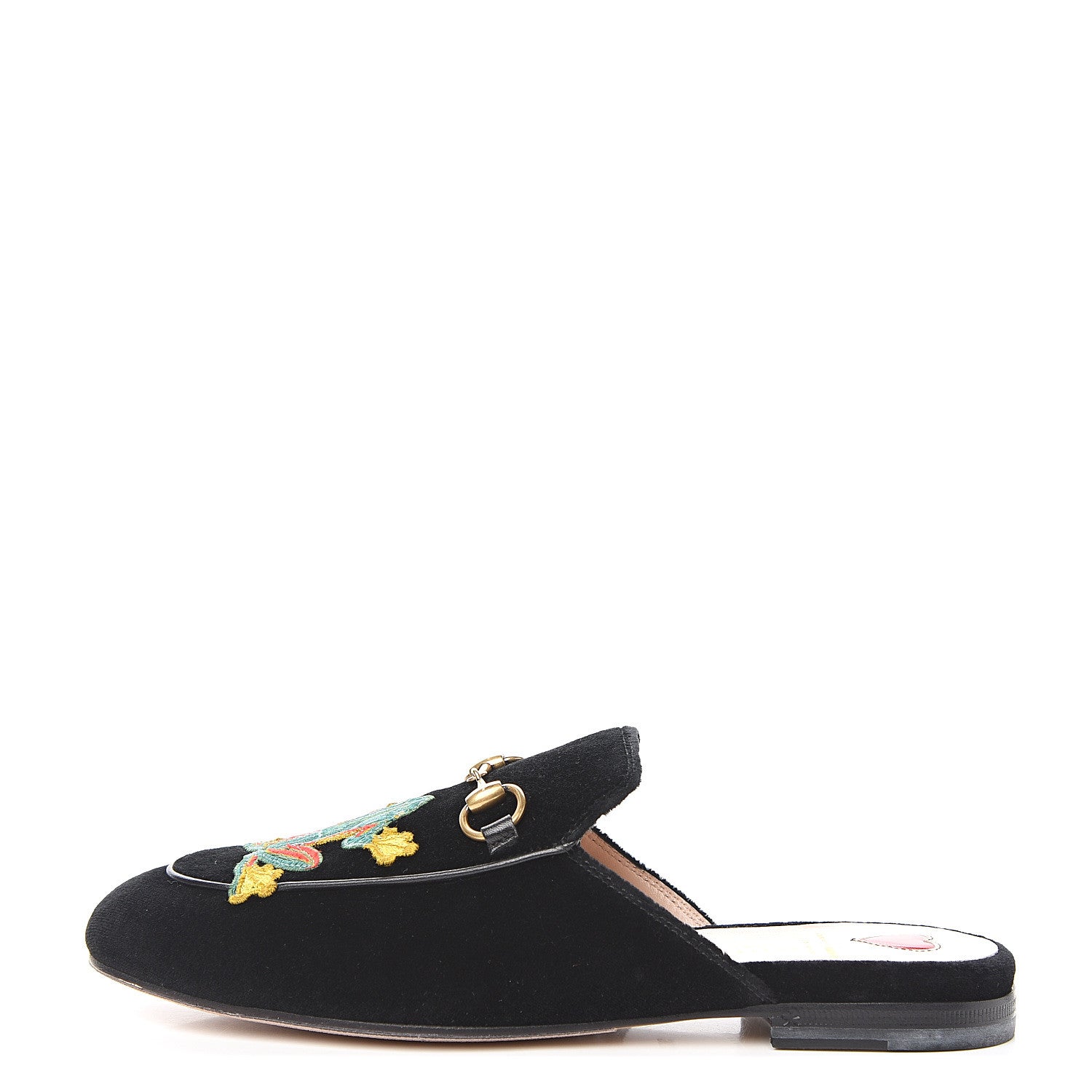 Gucci Velvet Frog Embroidered Womens Princetown Slippers 36.5 Black 1 of 11