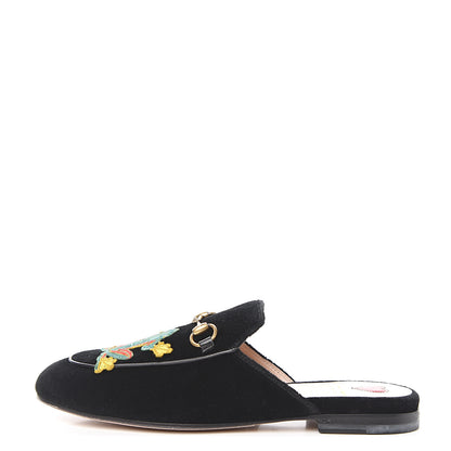 Gucci Velvet Frog Embroidered Womens Princetown Slippers 36.5 Black 1 of 11