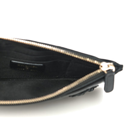 Chanel Lambskin Quilted Camellia Pouch With Handle Black 4 of 9