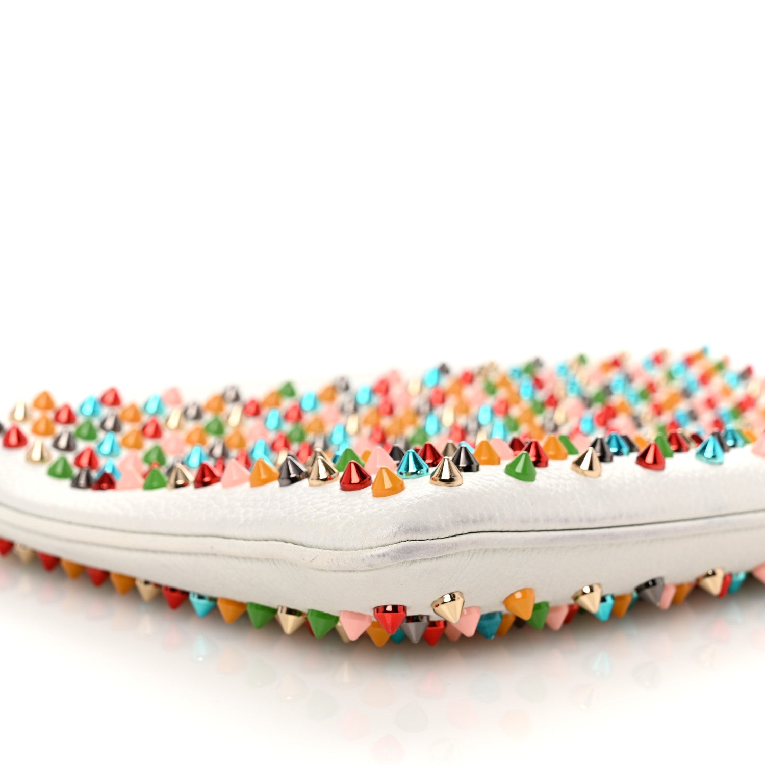 Christian Louboutin Calfskin Empire Spikes Loubiposh Clutch White Multi 8 of 9