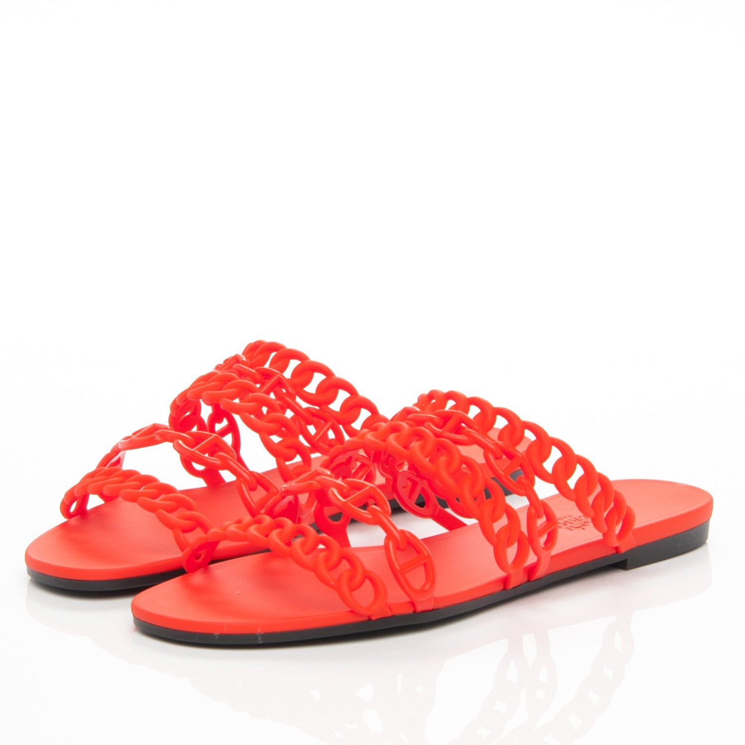 Hermes Rubber Chaine d'Ancre Nude Sandals 38 Pavot 3 of 7