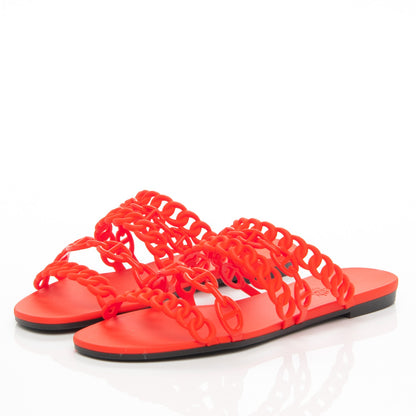 Hermes Rubber Chaine d'Ancre Nude Sandals 38 Pavot 3 of 7