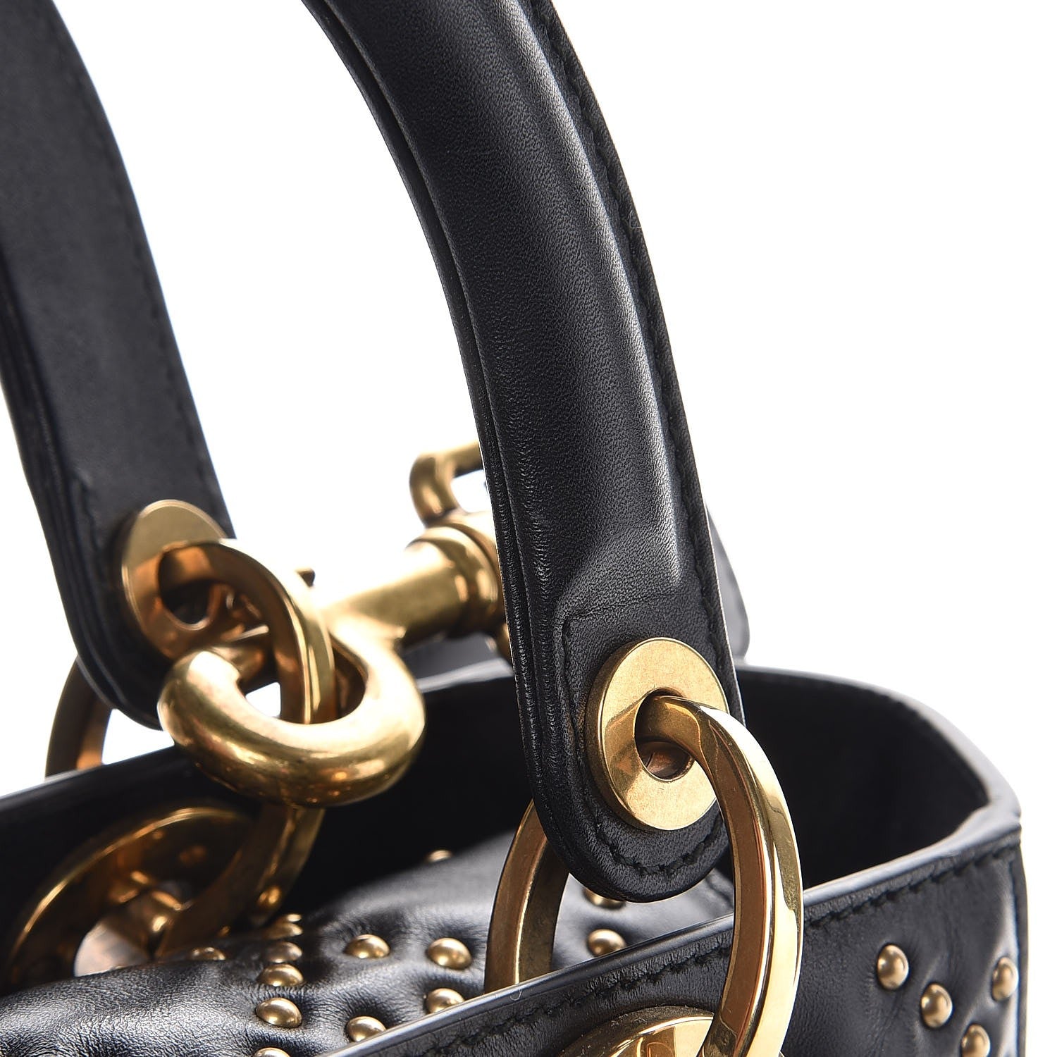 Christian Dior Calfskin Cannage Studded Medium Supple Lady Dior Black 10 of 10