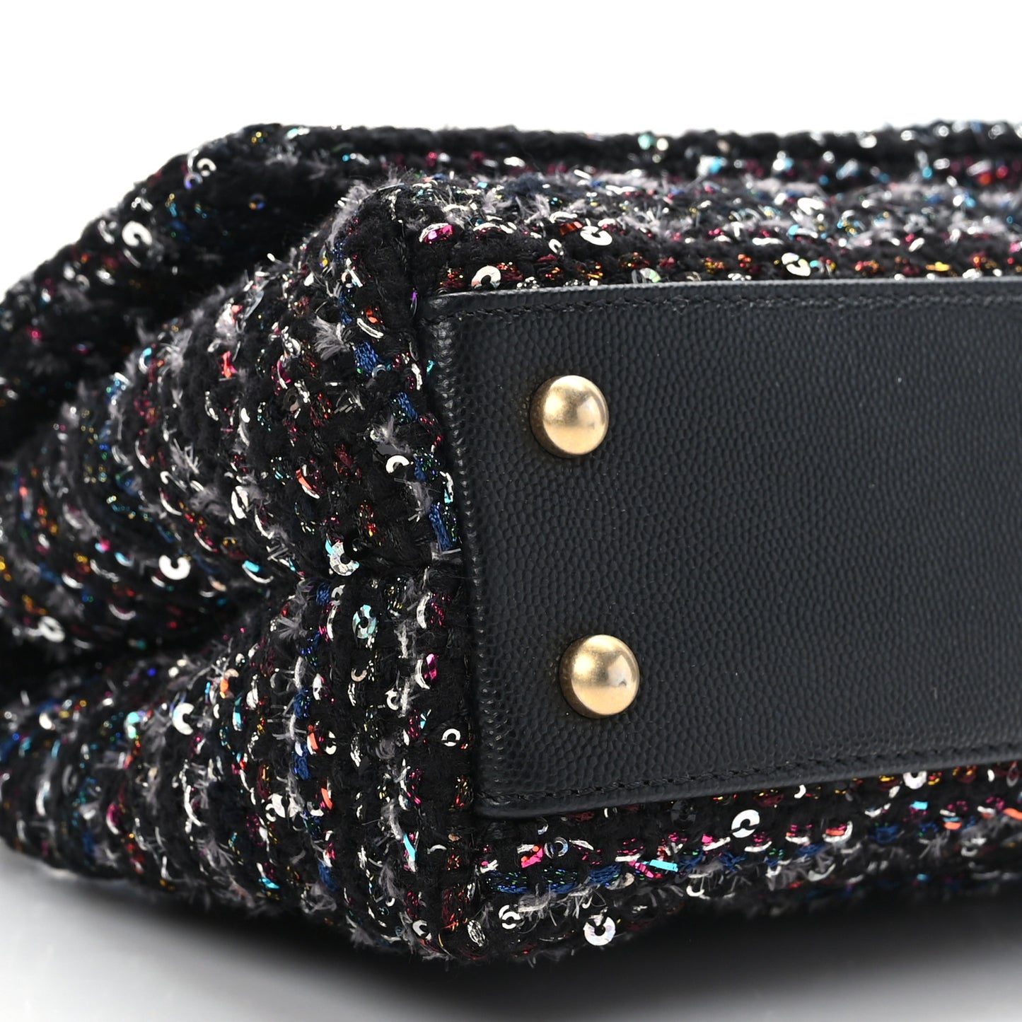 Tweed Sequin Mini Coco Handle Flap Black