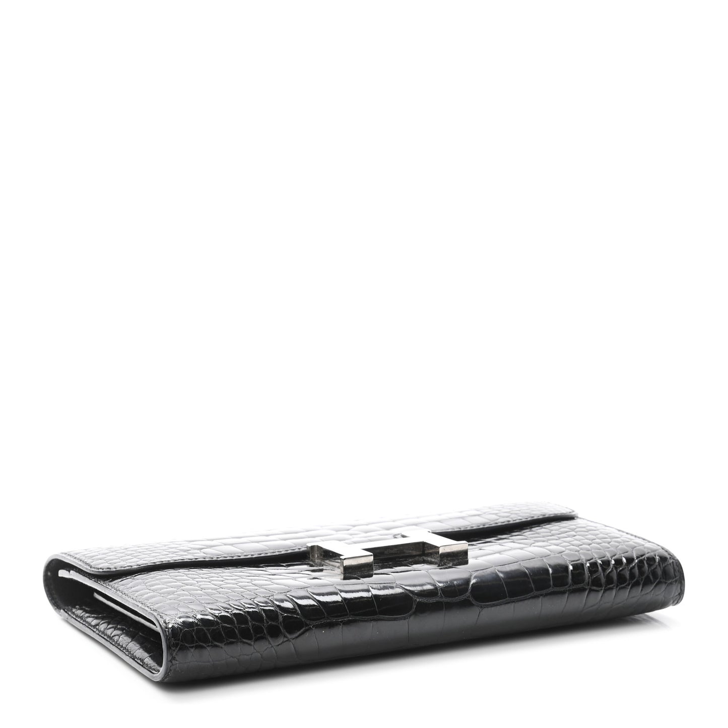 Shiny Alligator Constance Long Wallet Black