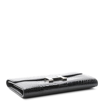 Hermes Shiny Alligator Constance Long Wallet Black 4 of 8