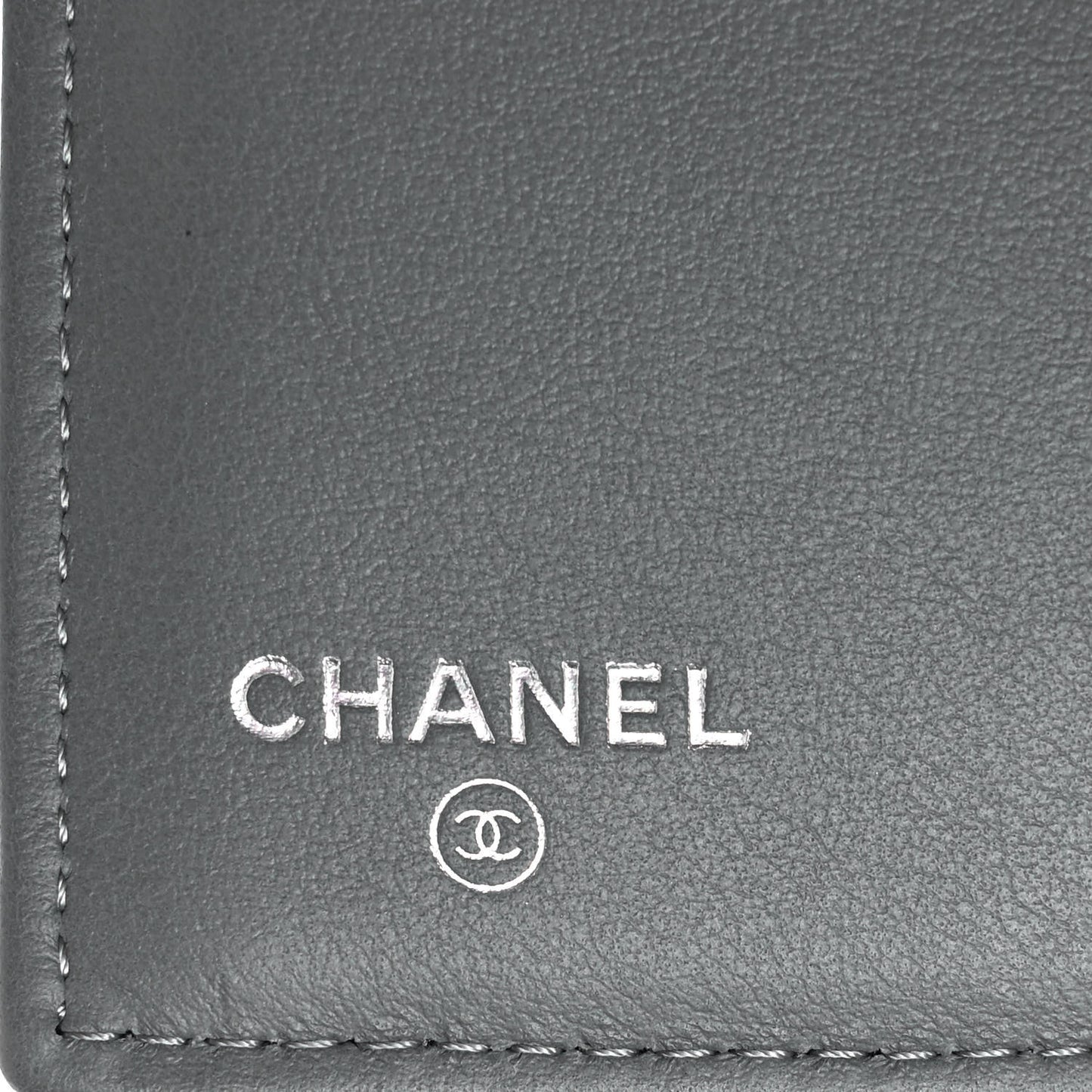 Calfskin Chevron Quilted Medium Boy Flap Wallet Grey