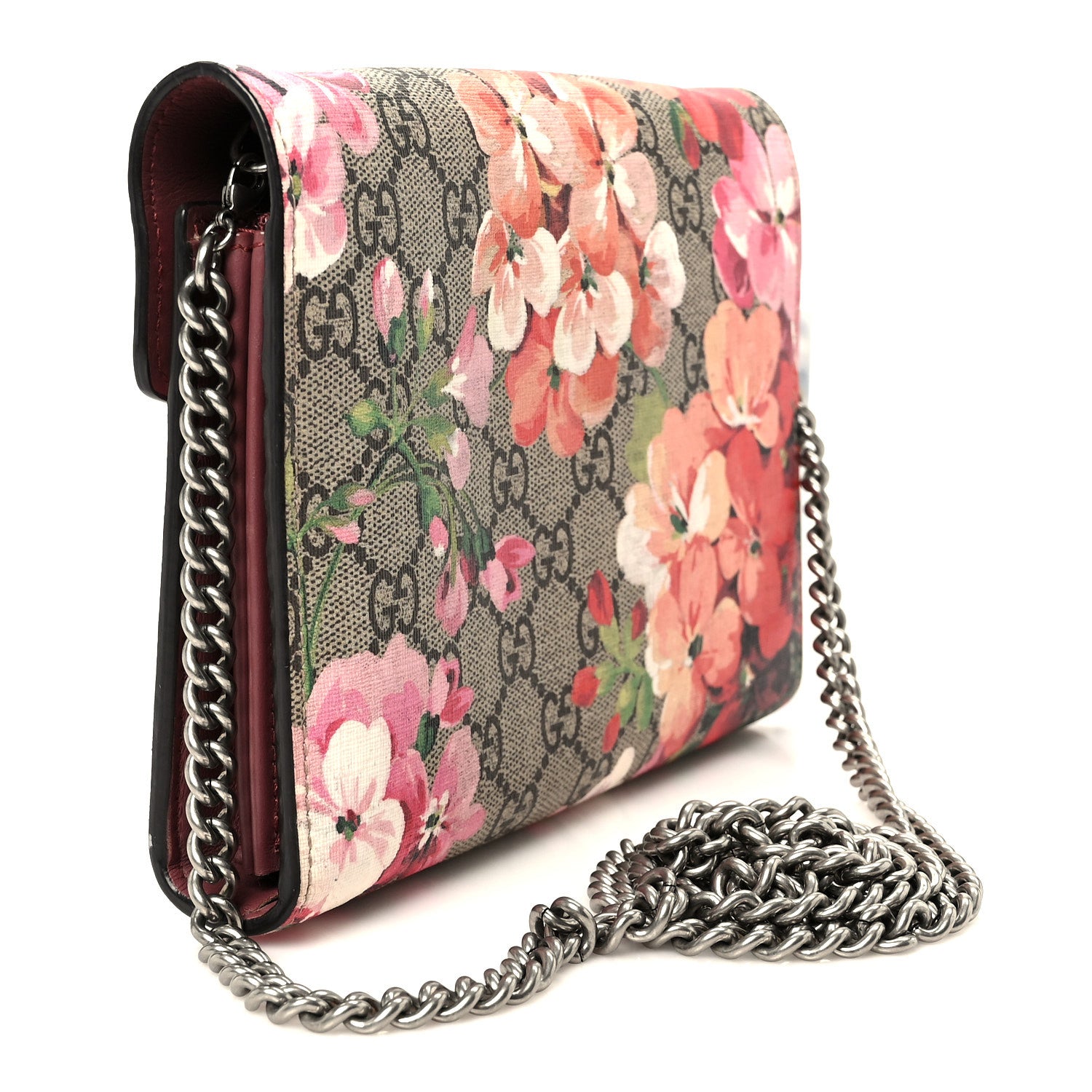 Gucci GG Supreme Monogram Blooms Mini Dionysus Chain Wallet Beige Multicolor Dry Rose 2 of 9