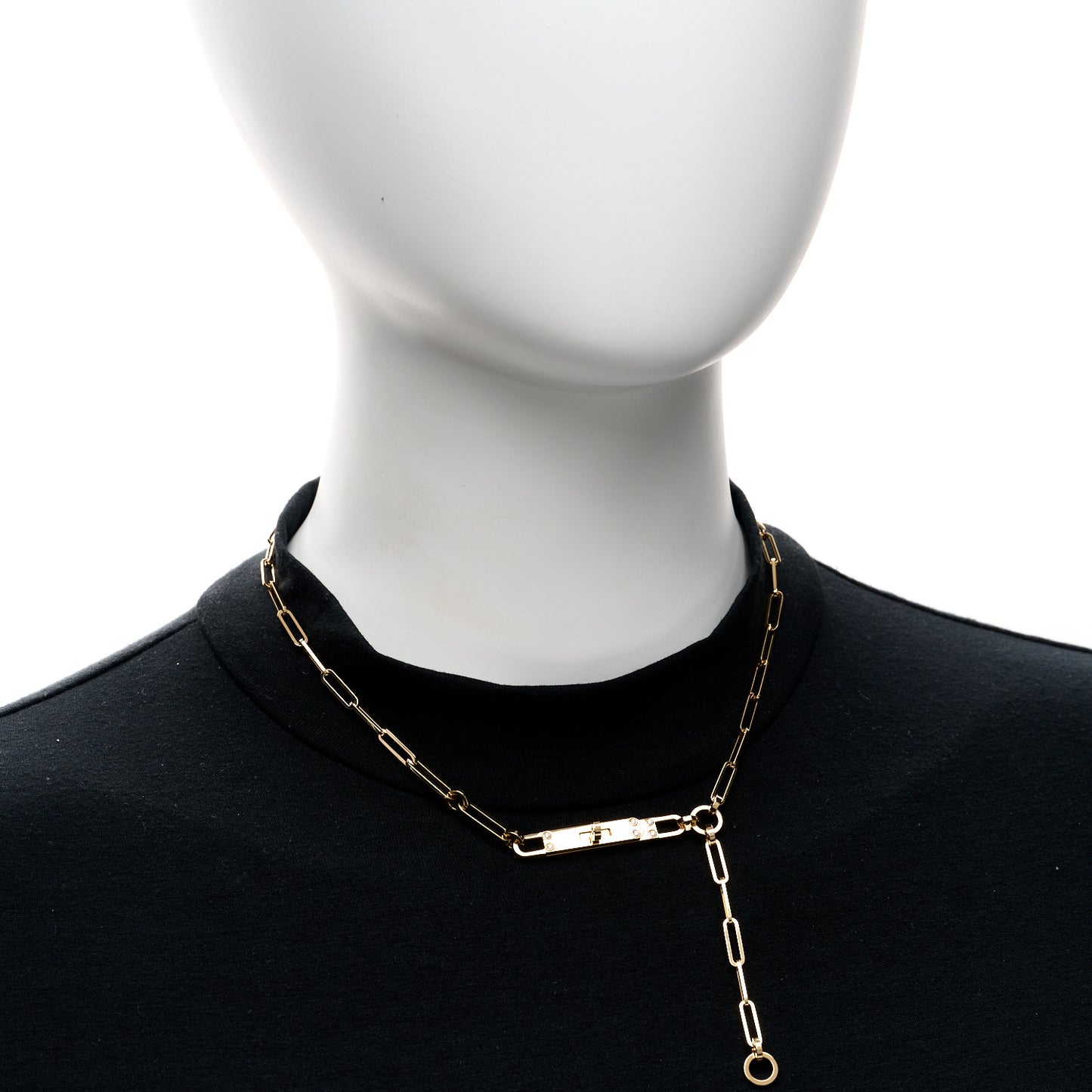 18K Yellow Gold Diamond PM Kelly Chaine Lariat Necklace ST