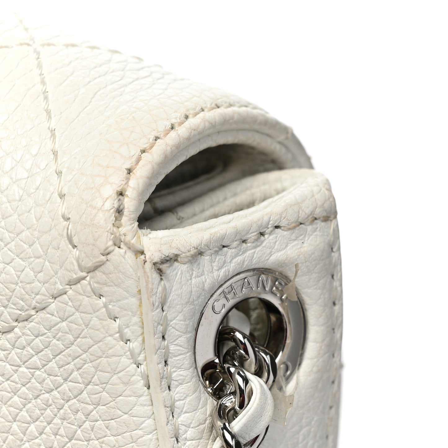 Calfskin Stitched Messenger Flap White