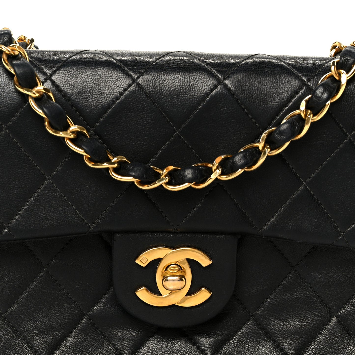 Lambskin Quilted Mini Square Flap Black