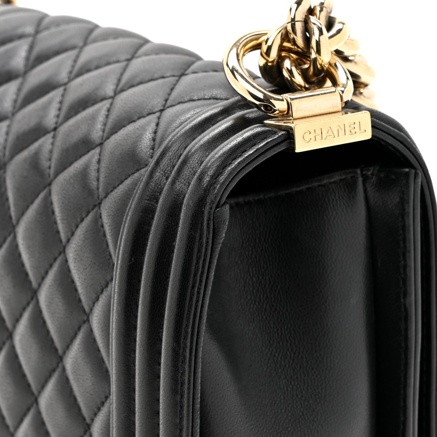 Lambskin Quilted Medium Boy Flap Black