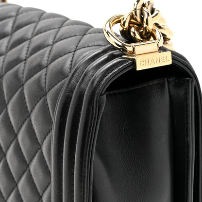 Chanel Lambskin Quilted Medium Boy Flap Black 14 of 15