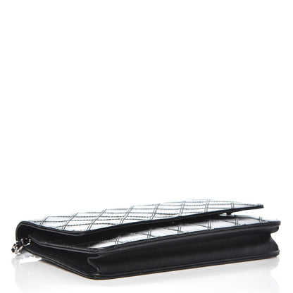 Chanel Lambskin Diamond Stitched Wallet On Chain WOC Black 4 of 9