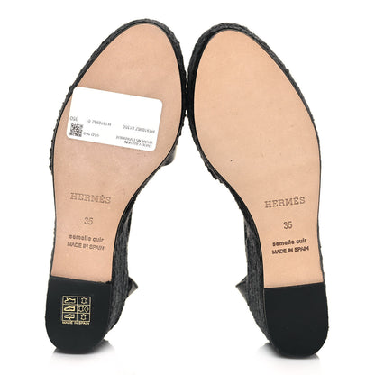 Hermes Calfskin Tipoli Espadrille Wedges 35 Black 5 of 8