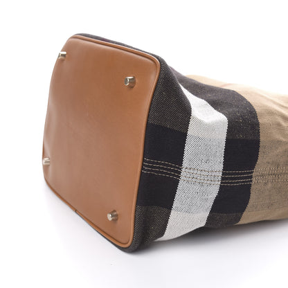 Burberry Canvas Mega Check Medium Ashby Hobo Saddle Brown 11 of 12