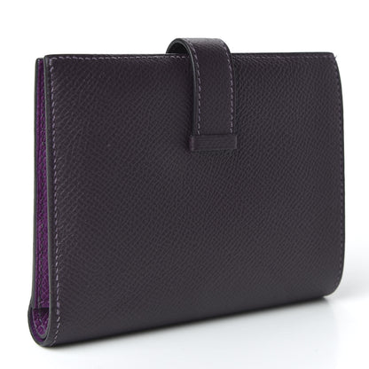 Hermes Epsom Bearn Verso Compact Wallet Raisin Anemone 3 of 7