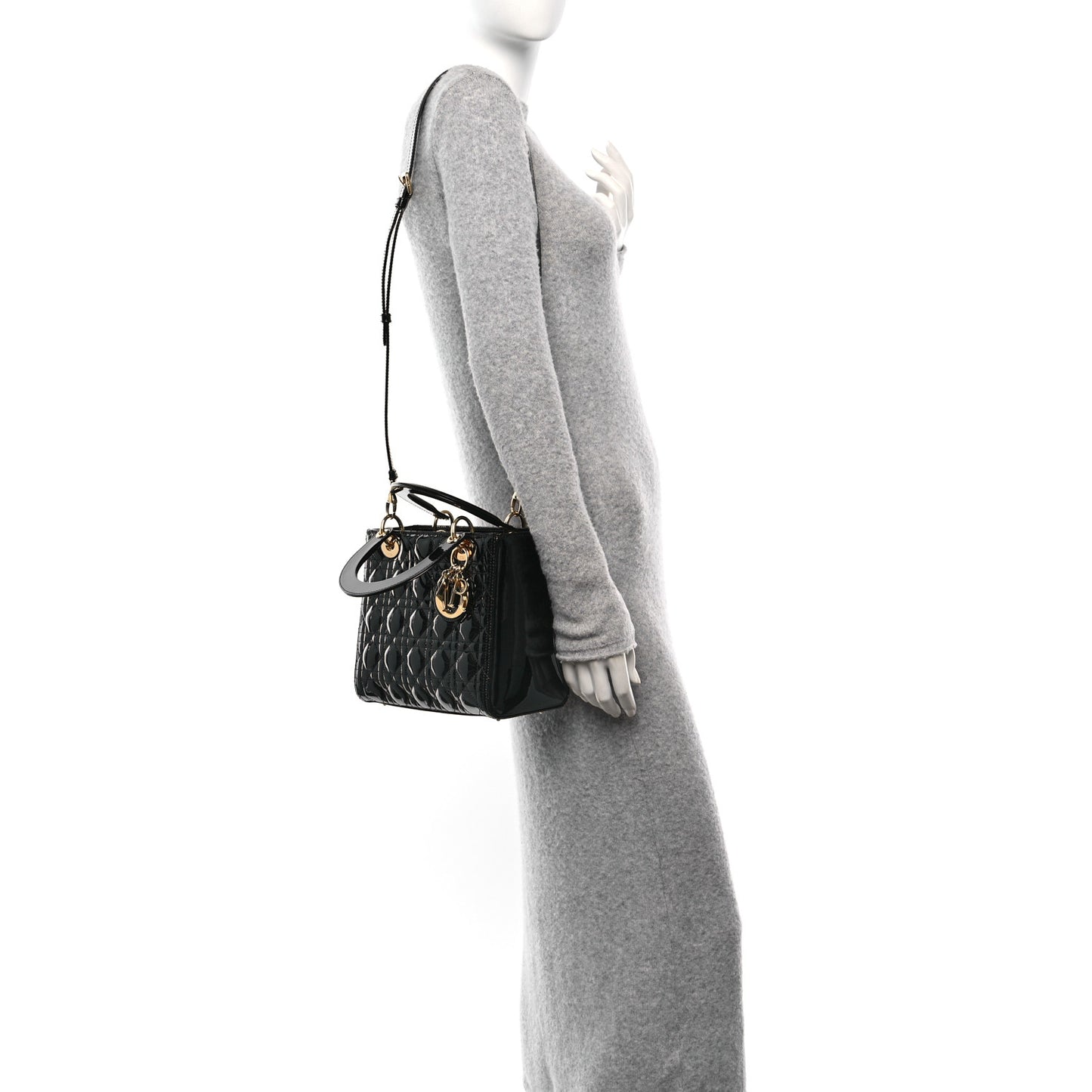 Patent Cannage Medium Lady Dior Black