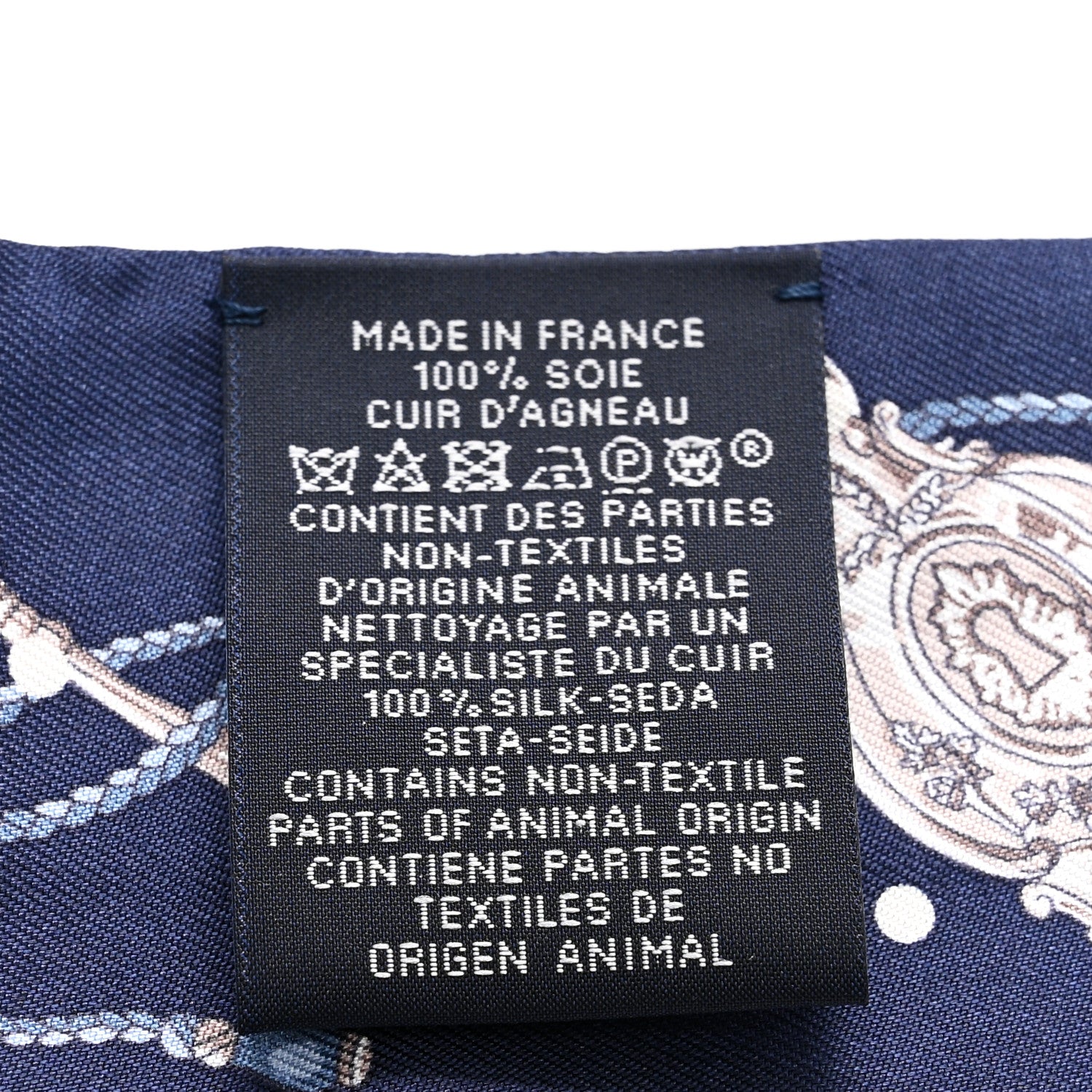 Hermes Silk Metallic Agneau Les Cles A Pois Fringed Twilly Bleu Marine Gris Argent Multicolor 4 of 4